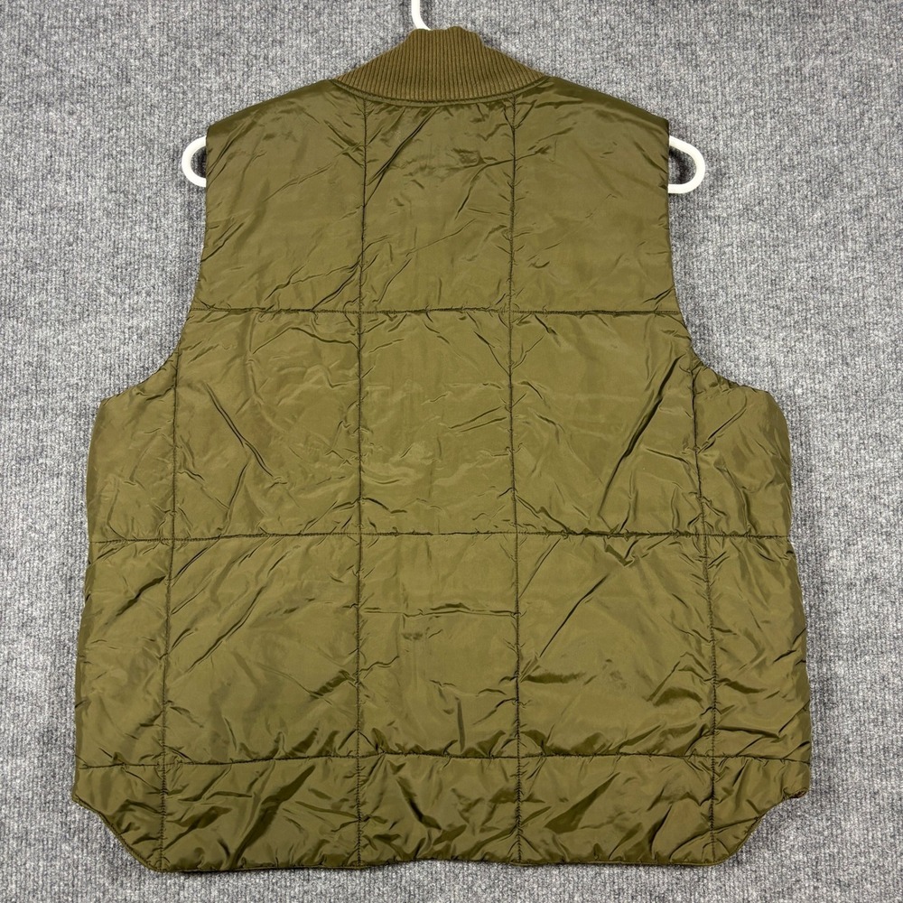 Ralph Lauren Womens Puffer Vest Sz L Olive Green Plaid Lining Full Zip Fly Fish - Picture 9 of 11